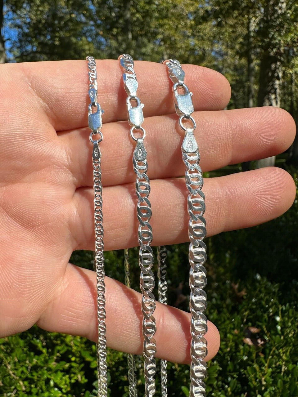 Tigers Eye Link Chain Necklace Or Bracelet - 925 Sterling Silver - 7"-30" - 2.5mm-5.5mm