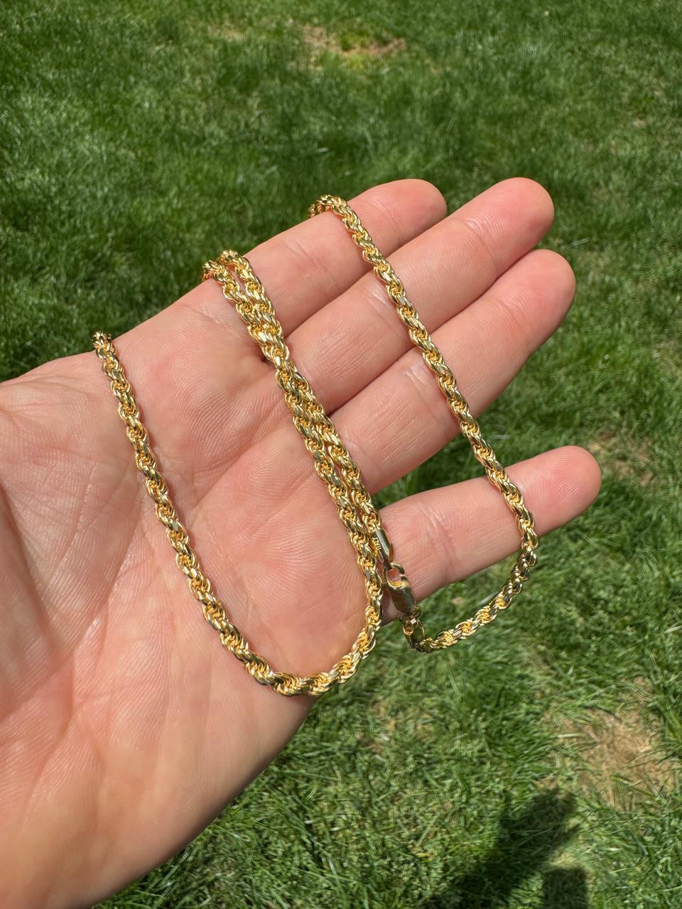 Rope Chain Necklace - 14k Gold Vermeil 925 Sterling Silver - 16"-30" - 1.5mm-5mm