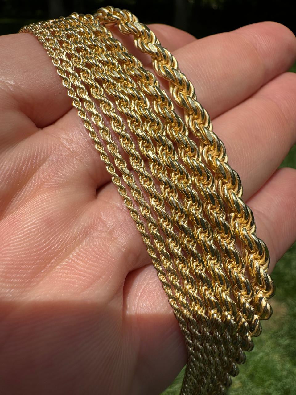 Rope Chain Necklace - 14k Gold Vermeil 925 Sterling Silver - 16"-30" - 1.5mm-5mm