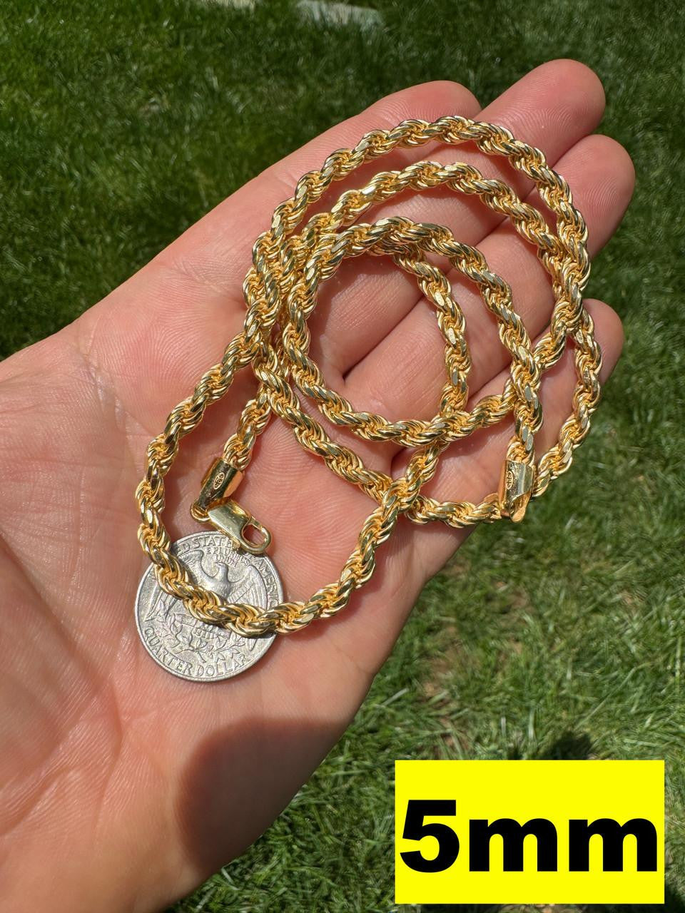 Rope Chain Necklace - 14k Gold Vermeil 925 Sterling Silver - 16"-30" - 1.5mm-5mm