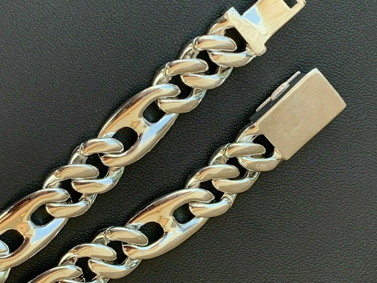Figarucci Figaro Mariner Cross Link Chain Necklace Iced Out CZ Stones - 925 Silver - 12mm - 18"-30"