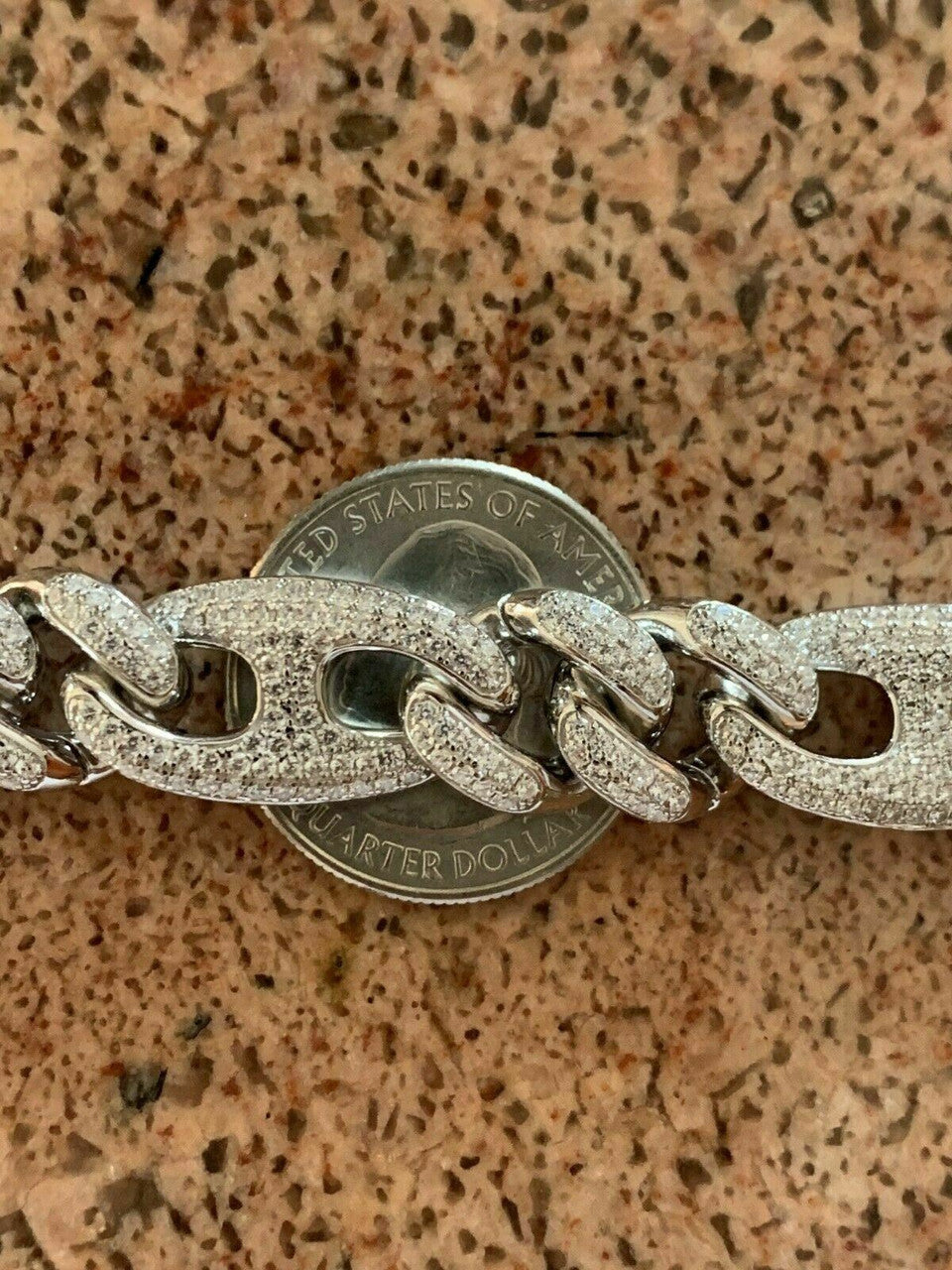 Figarucci Figaro Mariner Cross Link Chain Necklace Iced Out CZ Stones - 925 Silver - 12mm - 18"-30"