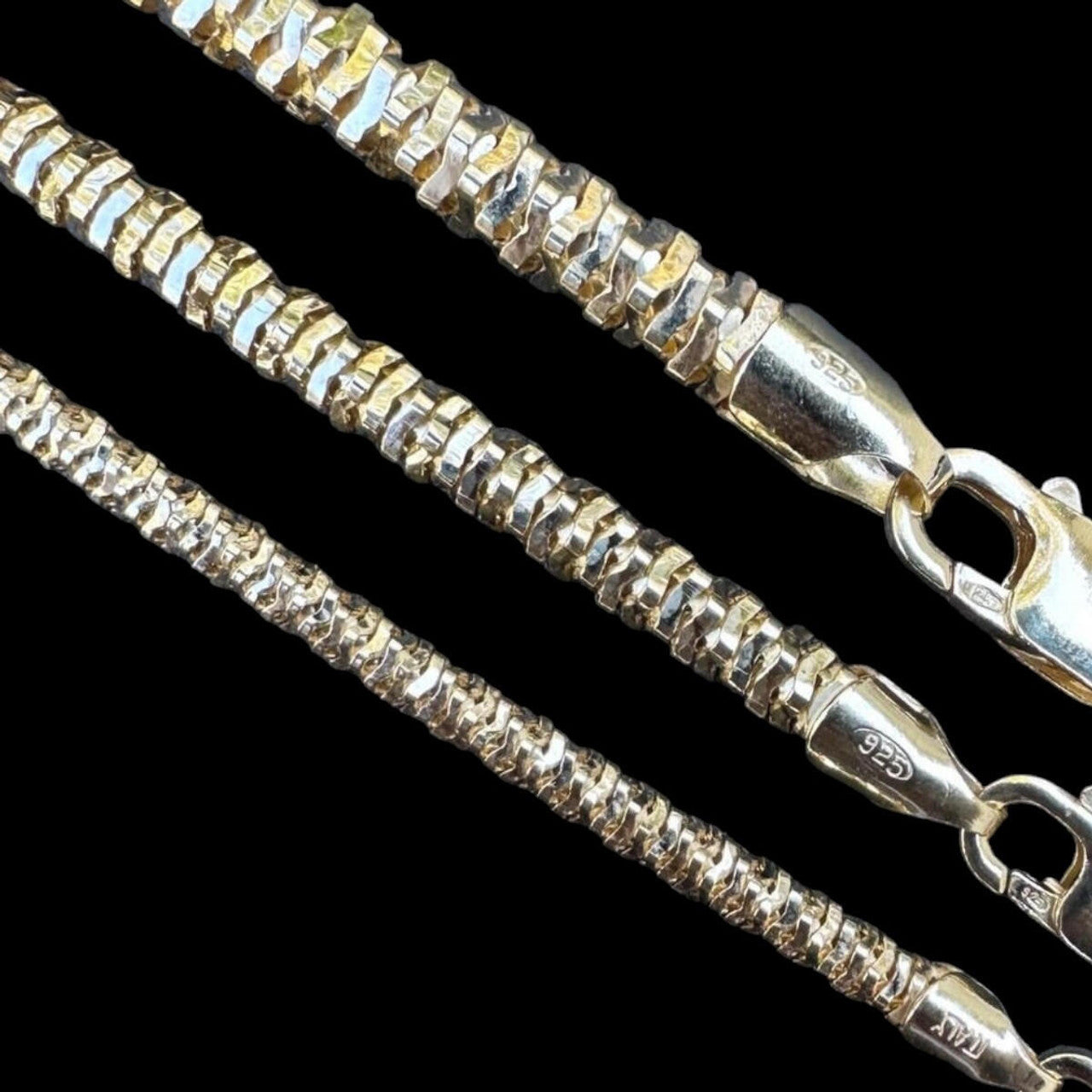 Round Sparkle Rock Chain Necklace - 14k Gold Vermeil 925 Sterling Silver - 16"-30" - 3mm-5mm