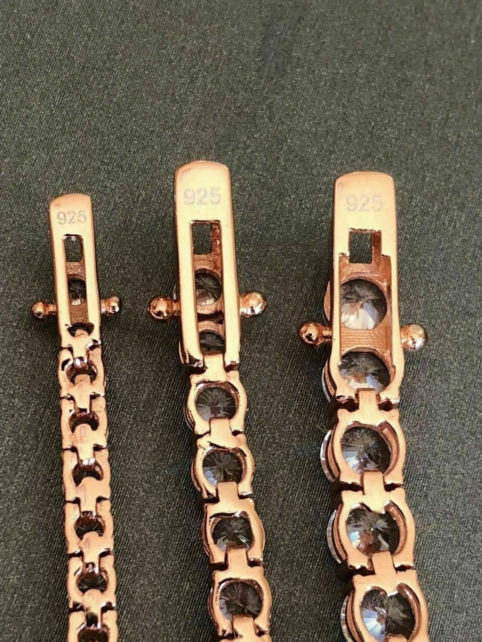 Tennis Chain Necklace Iced Out CZ Stones - 14k Rose Gold Vermeil Over 925 Silver - 3mm-6mm - 16"-30"