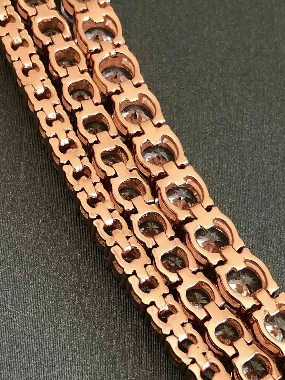 Tennis Chain Necklace Iced Out CZ Stones - 14k Rose Gold Vermeil Over 925 Silver - 3mm-6mm - 16"-30"