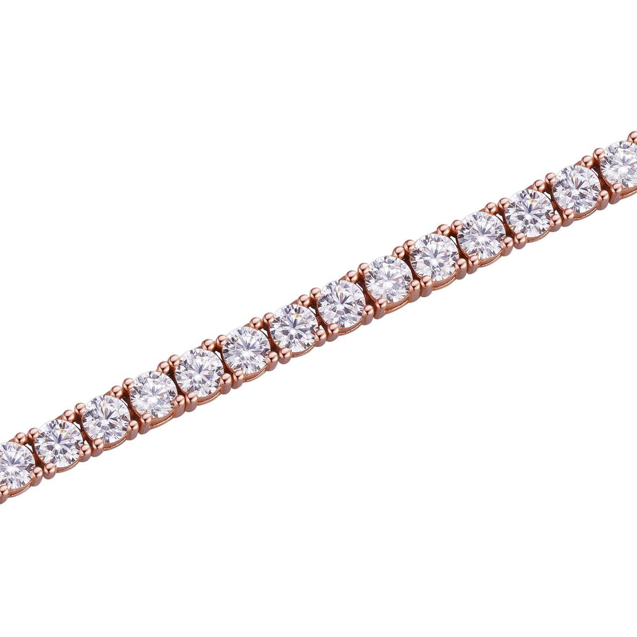 Tennis Chain Necklace Iced Out CZ Stones - 14k Rose Gold Vermeil Over 925 Silver - 3mm-6mm - 16"-30"