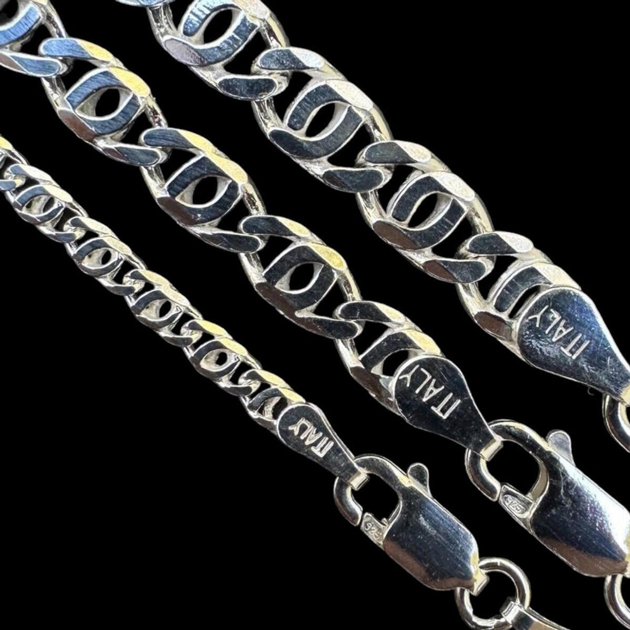 Tigers Eye Link Chain Necklace Or Bracelet - 925 Sterling Silver - 7"-30" - 2.5mm-5.5mm