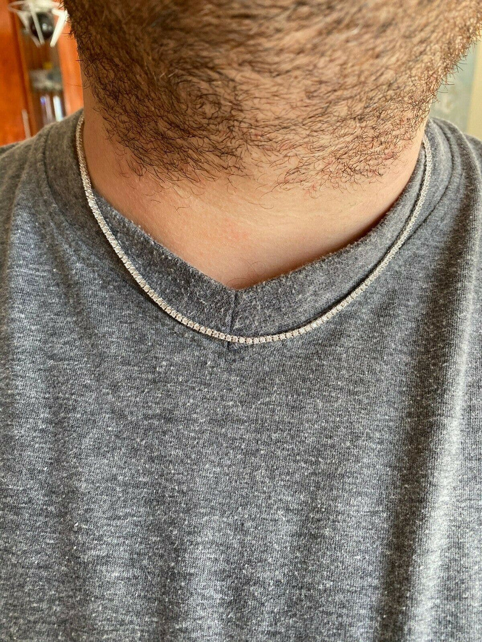 MOISSANITE Micro Tennis Chain Necklace Iced Out - 925 Silver - 2mm - 14"-28"