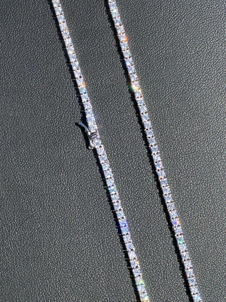 MOISSANITE Micro Tennis Chain Necklace Iced Out - 925 Silver - 2mm - 14"-28"