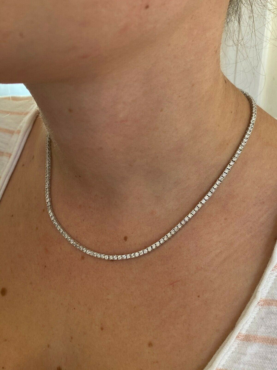 MOISSANITE Micro Tennis Chain Necklace Iced Out - 925 Silver - 2mm - 14"-28"