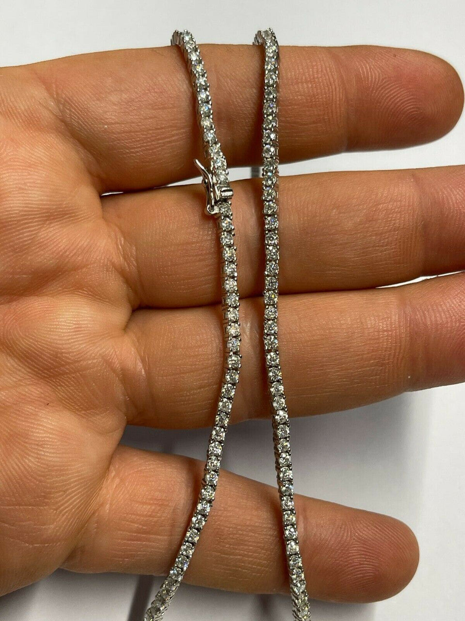 MOISSANITE Micro Tennis Chain Necklace Iced Out - 925 Silver - 2mm - 14"-28"