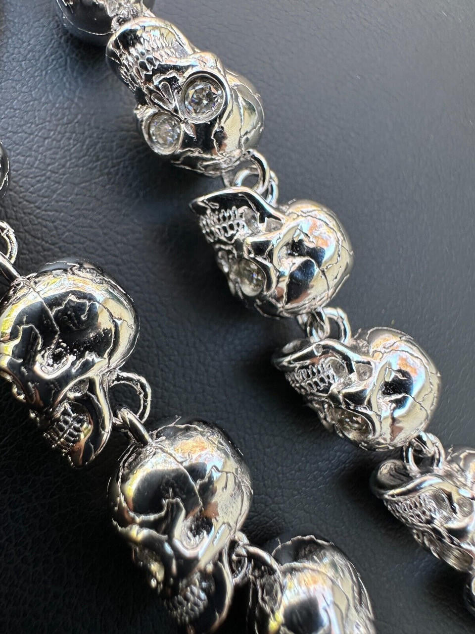 MOISSANITE Custom Skull Link Death Necklace Chain - 925 Silver - 9.5mm - 18"-28"
