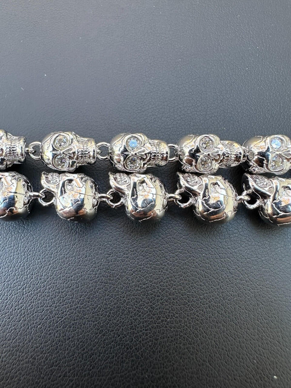 MOISSANITE Custom Skull Link Death Necklace Chain - 925 Silver - 9.5mm - 18"-28"