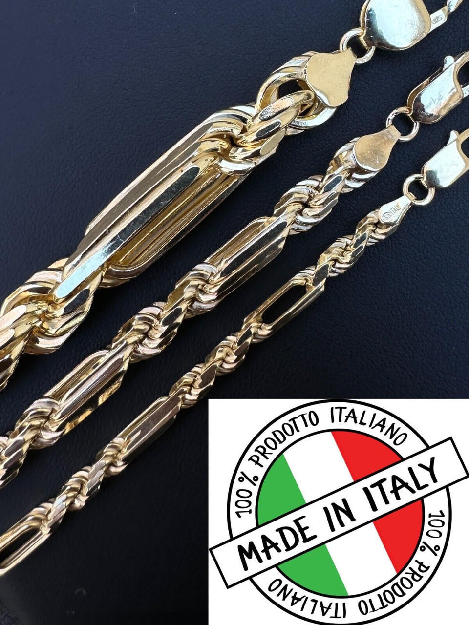 Milano Figarope Chain Necklace Or Bracelet - 14k Gold Vermeil 925 Sterling Silver - 7"-30" - 4mm-10mm