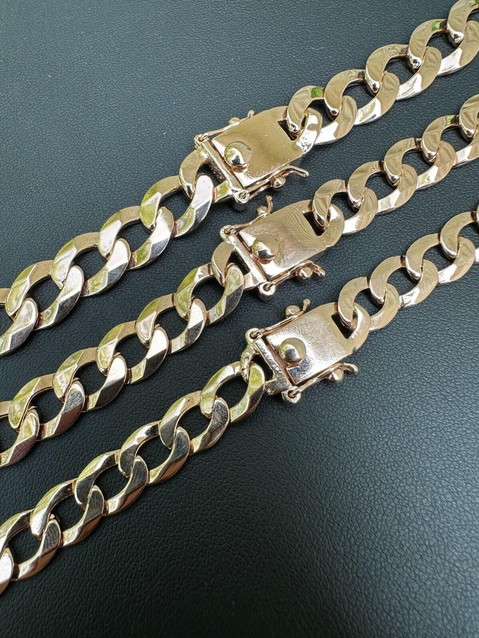 Curb Cuban Link Chain Bracelet W. Box Lock - 14k Rose Gold Vermeil 925 Sterling Silver - 18"-30" - 9.5mm-13mm