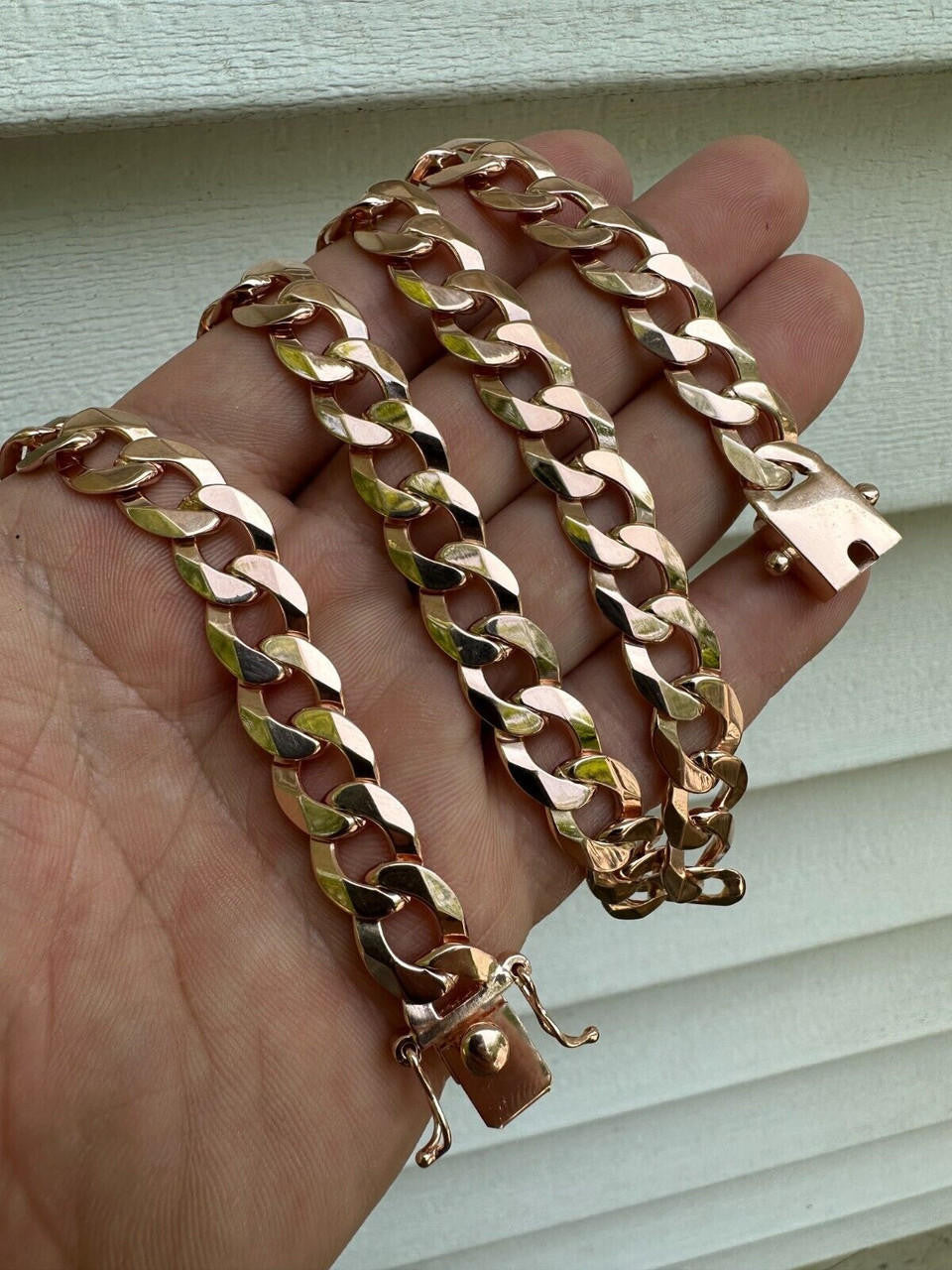 Curb Cuban Link Chain Bracelet W. Box Lock - 14k Rose Gold Vermeil 925 Sterling Silver - 18"-30" - 9.5mm-13mm