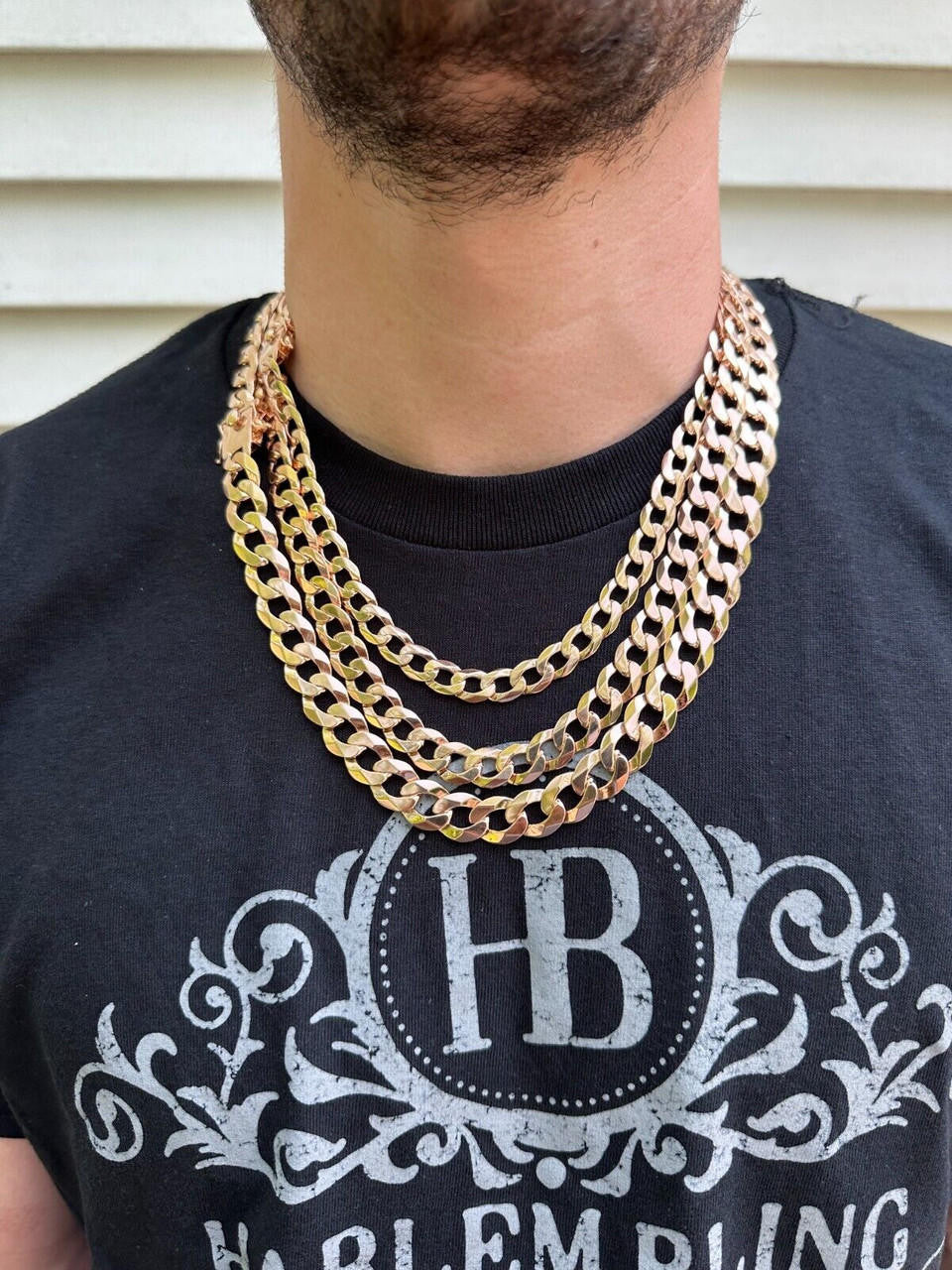 Curb Cuban Link Chain Bracelet W. Box Lock - 14k Rose Gold Vermeil 925 Sterling Silver - 18"-30" - 9.5mm-13mm