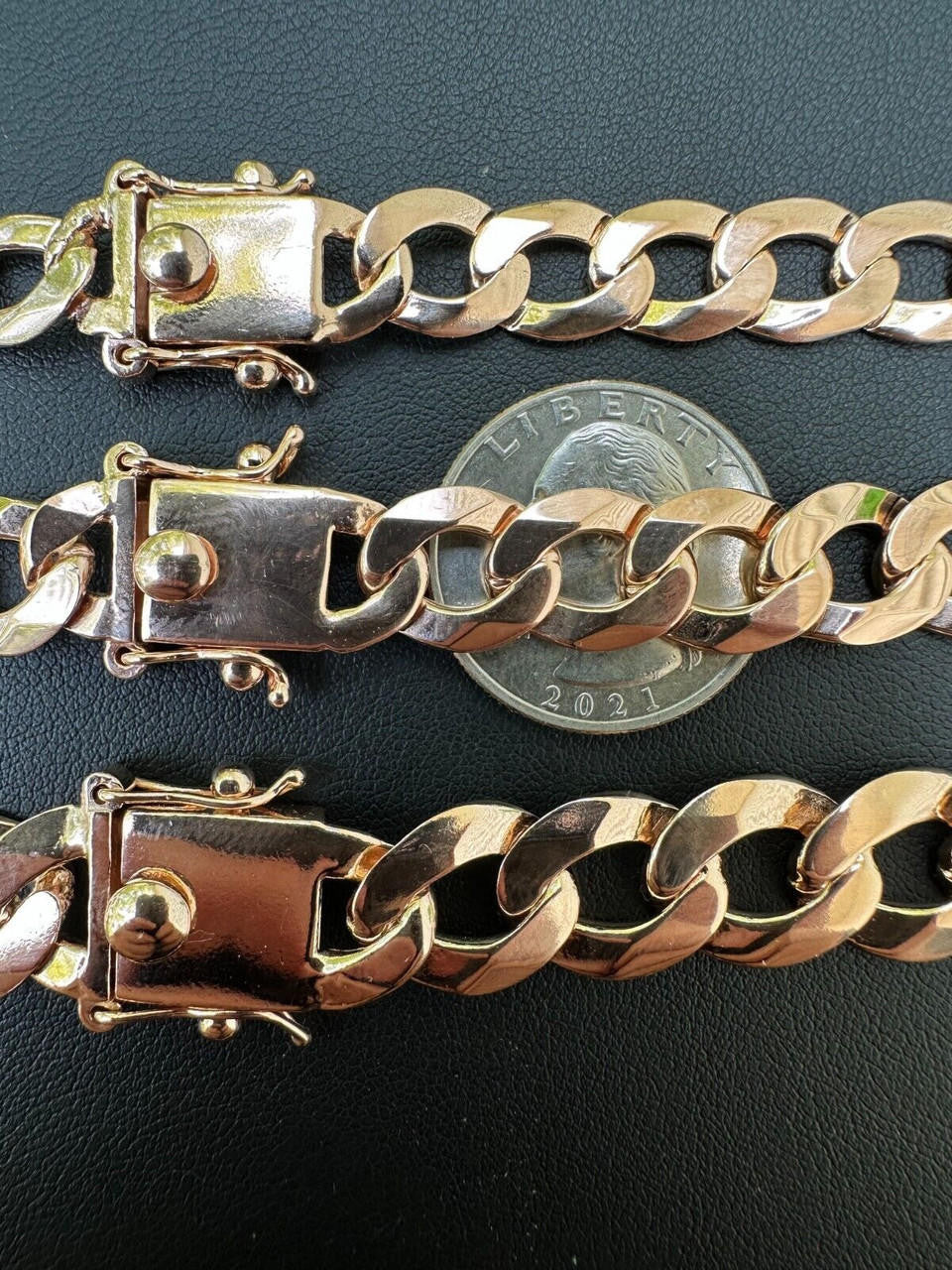 Curb Cuban Link Chain Bracelet W. Box Lock - 14k Rose Gold Vermeil 925 Sterling Silver - 18"-30" - 9.5mm-13mm