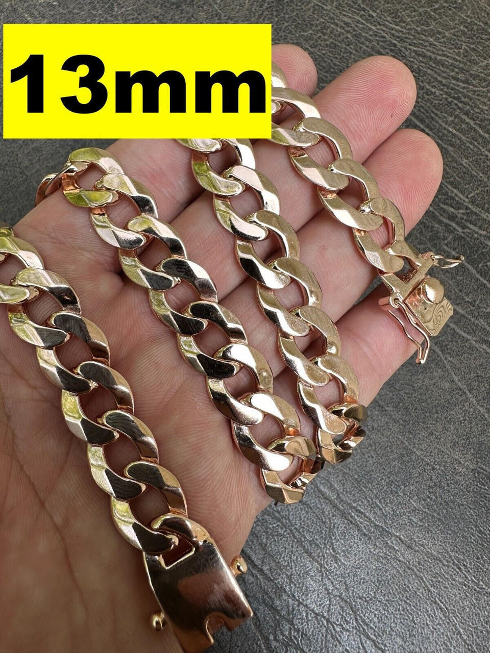 Curb Cuban Link Chain Bracelet W. Box Lock - 14k Rose Gold Vermeil 925 Sterling Silver - 18"-30" - 9.5mm-13mm