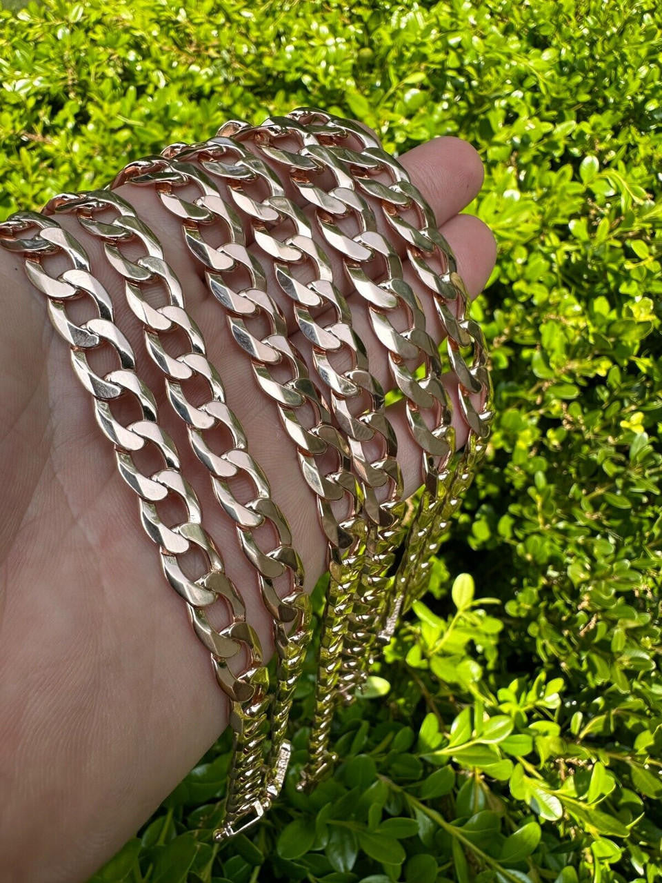 Curb Cuban Link Chain Bracelet W. Box Lock - 14k Rose Gold Vermeil 925 Sterling Silver - 18"-30" - 9.5mm-13mm