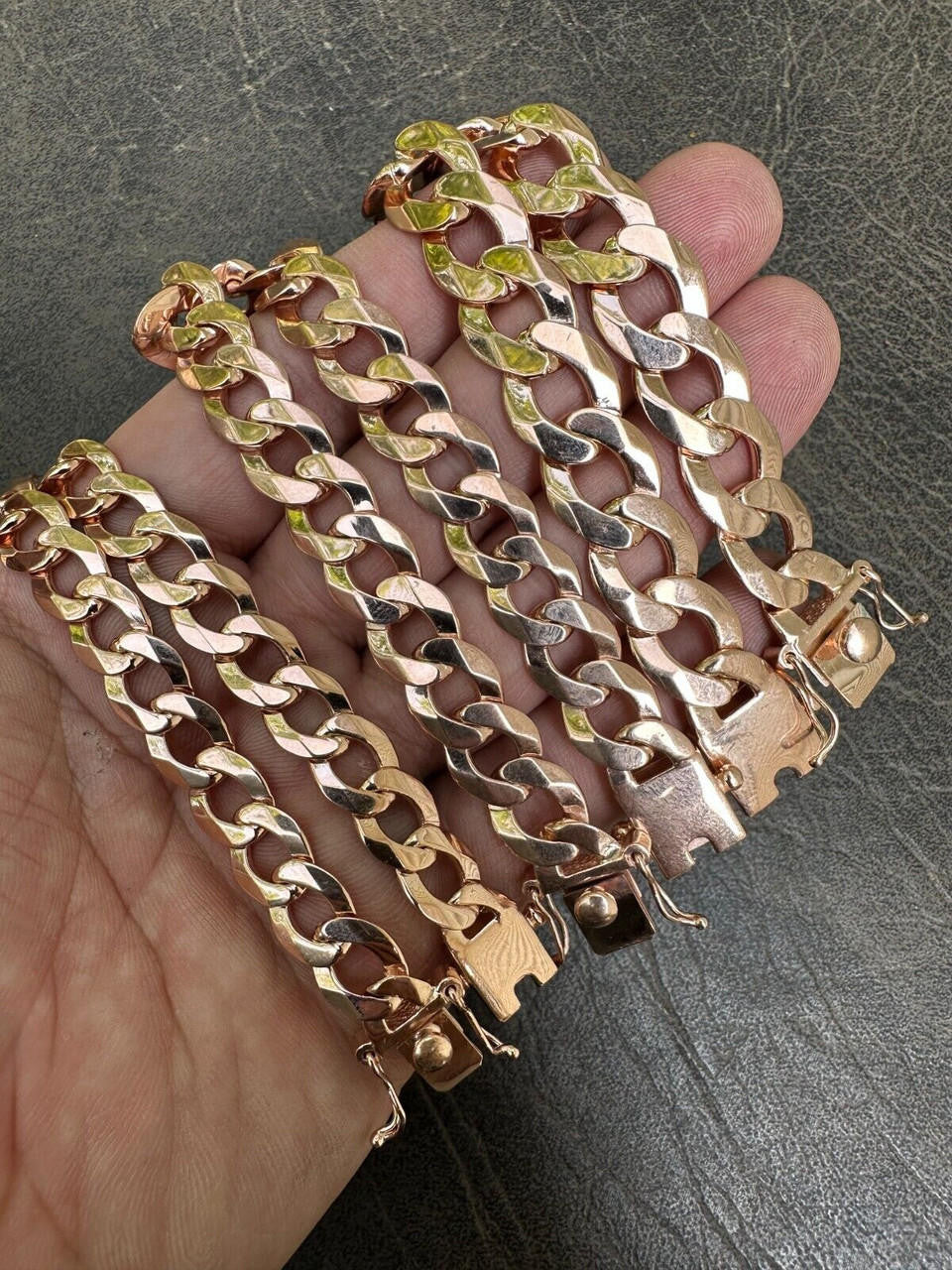Curb Cuban Link Chain Bracelet W. Box Lock - 14k Rose Gold Vermeil 925 Sterling Silver - 18"-30" - 9.5mm-13mm