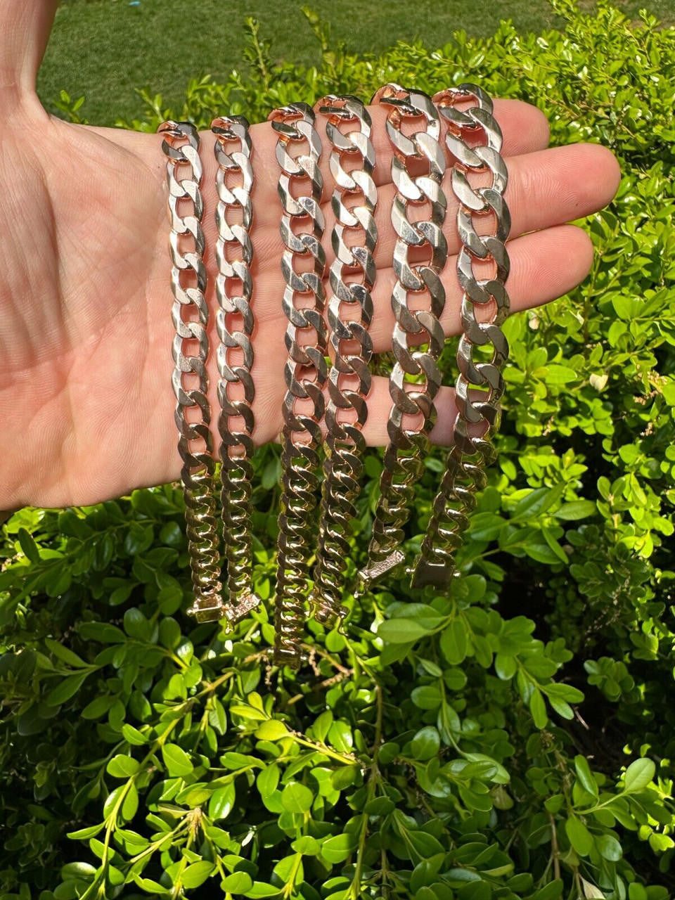Curb Cuban Link Chain Bracelet W. Box Lock - 14k Rose Gold Vermeil 925 Sterling Silver - 18"-30" - 9.5mm-13mm