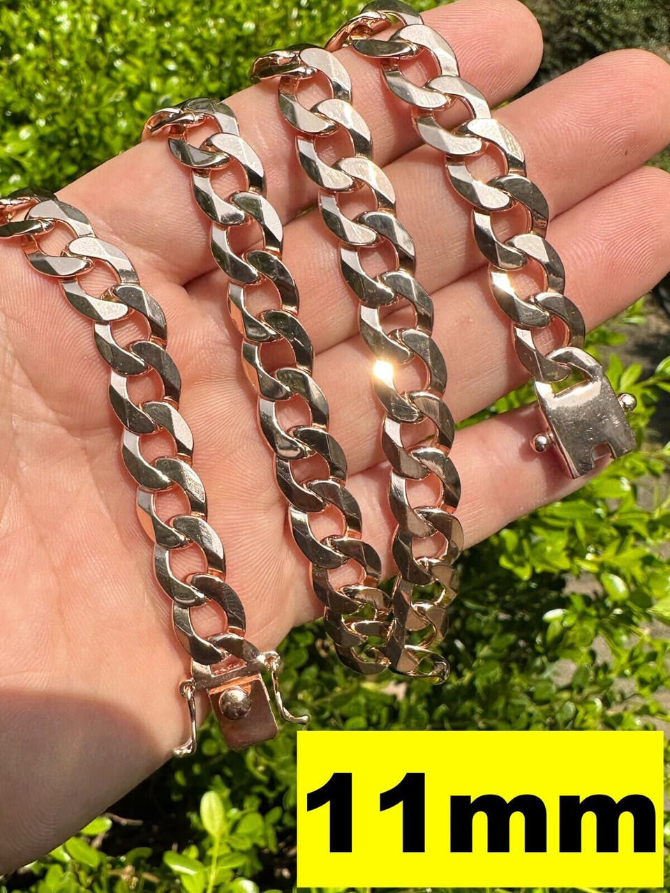 Curb Cuban Link Chain Bracelet W. Box Lock - 14k Rose Gold Vermeil 925 Sterling Silver - 18"-30" - 9.5mm-13mm
