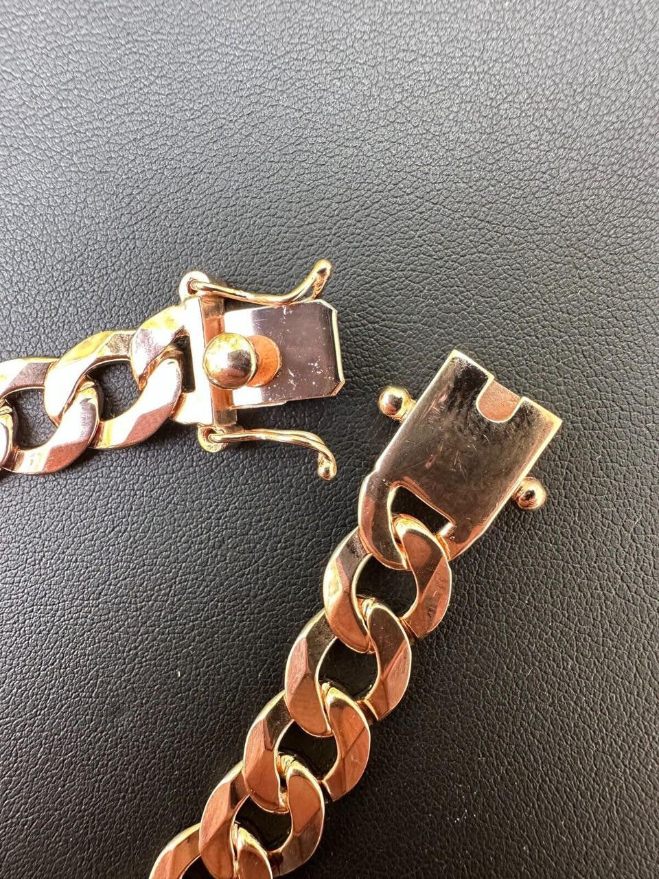 Curb Cuban Link Chain Bracelet W. Box Lock - 14k Rose Gold Vermeil 925 Sterling Silver - 18"-30" - 9.5mm-13mm