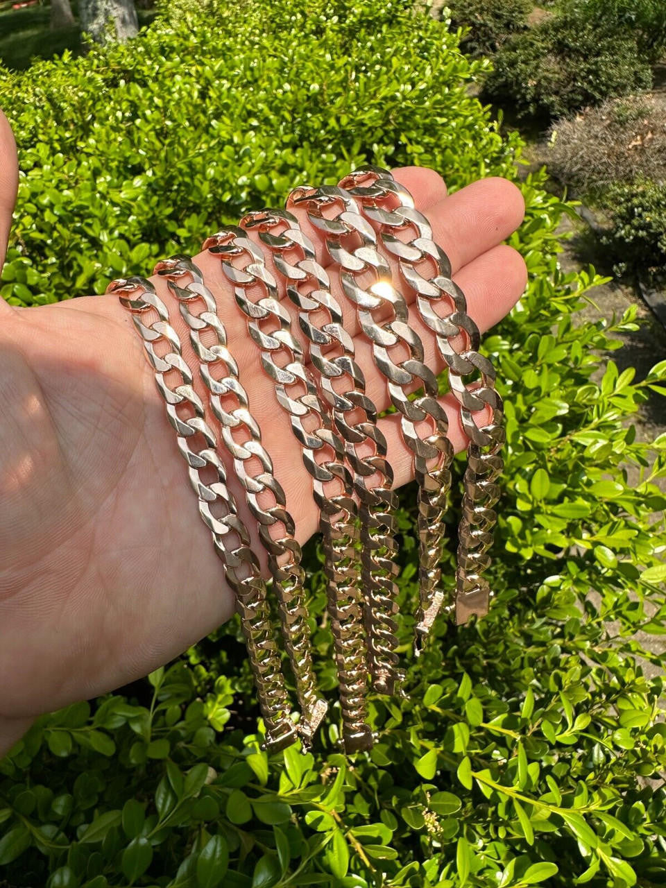Curb Cuban Link Chain Bracelet W. Box Lock - 14k Rose Gold Vermeil 925 Sterling Silver - 18"-30" - 9.5mm-13mm