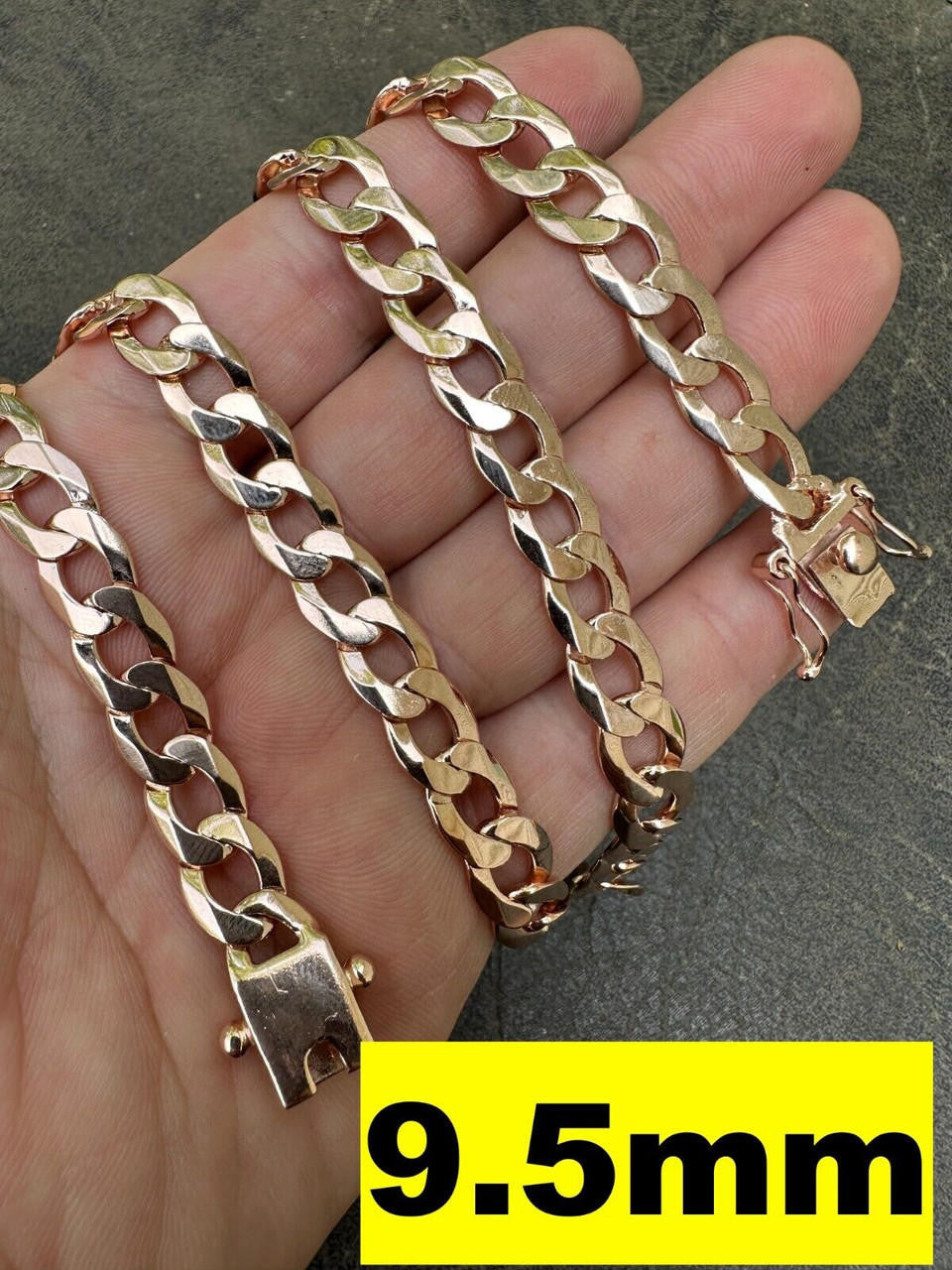 Curb Cuban Link Chain Bracelet W. Box Lock - 14k Rose Gold Vermeil 925 Sterling Silver - 18"-30" - 9.5mm-13mm