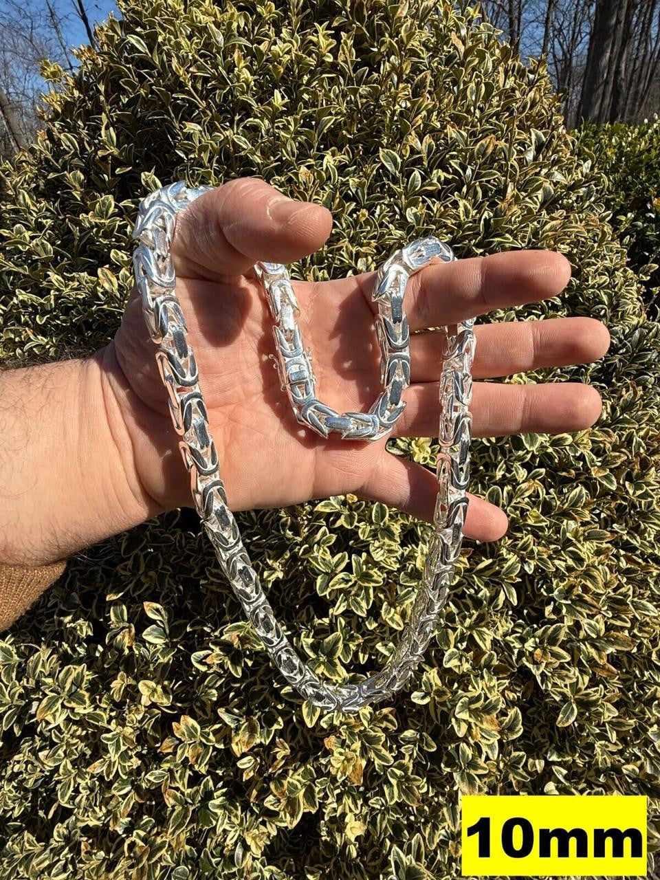 Modern Byzantine Link Chain Necklace W. Box Lock - 925 Sterling Silver - 18"-28" - 5mm-10mm