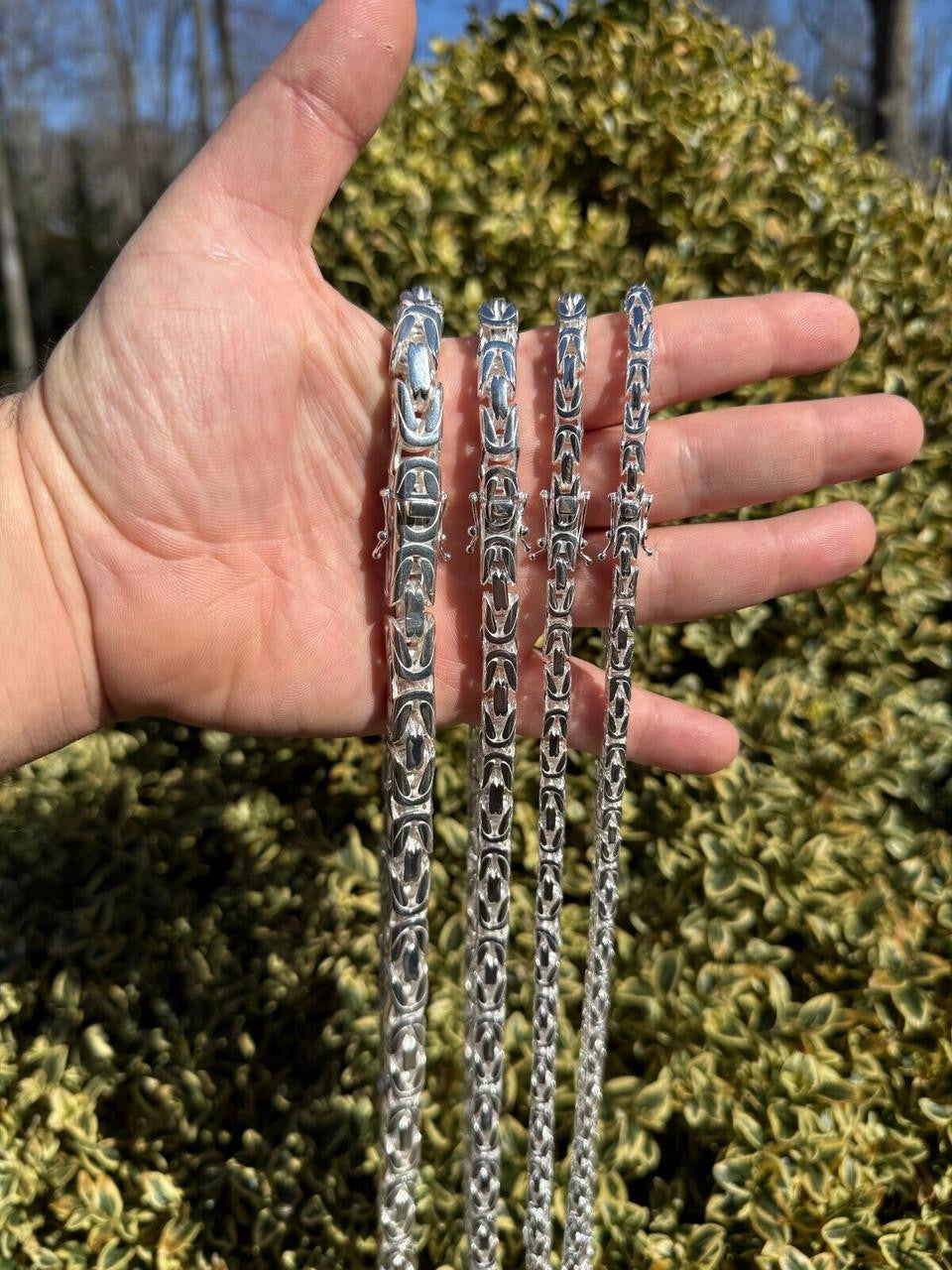 Modern Byzantine Link Chain Necklace W. Box Lock - 925 Sterling Silver - 18"-28" - 5mm-10mm
