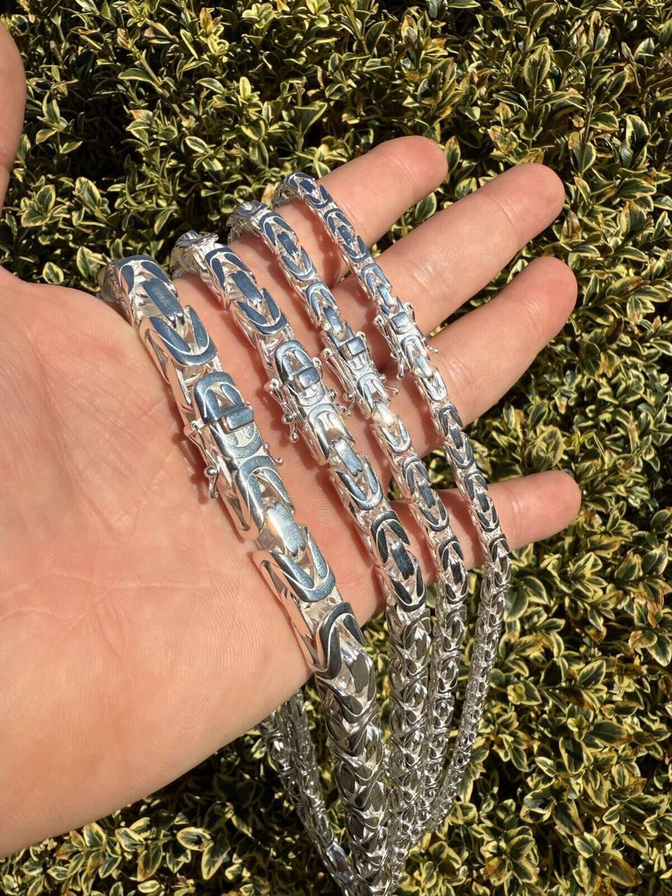 Modern Byzantine Link Chain Necklace W. Box Lock - 925 Sterling Silver - 18"-28" - 5mm-10mm
