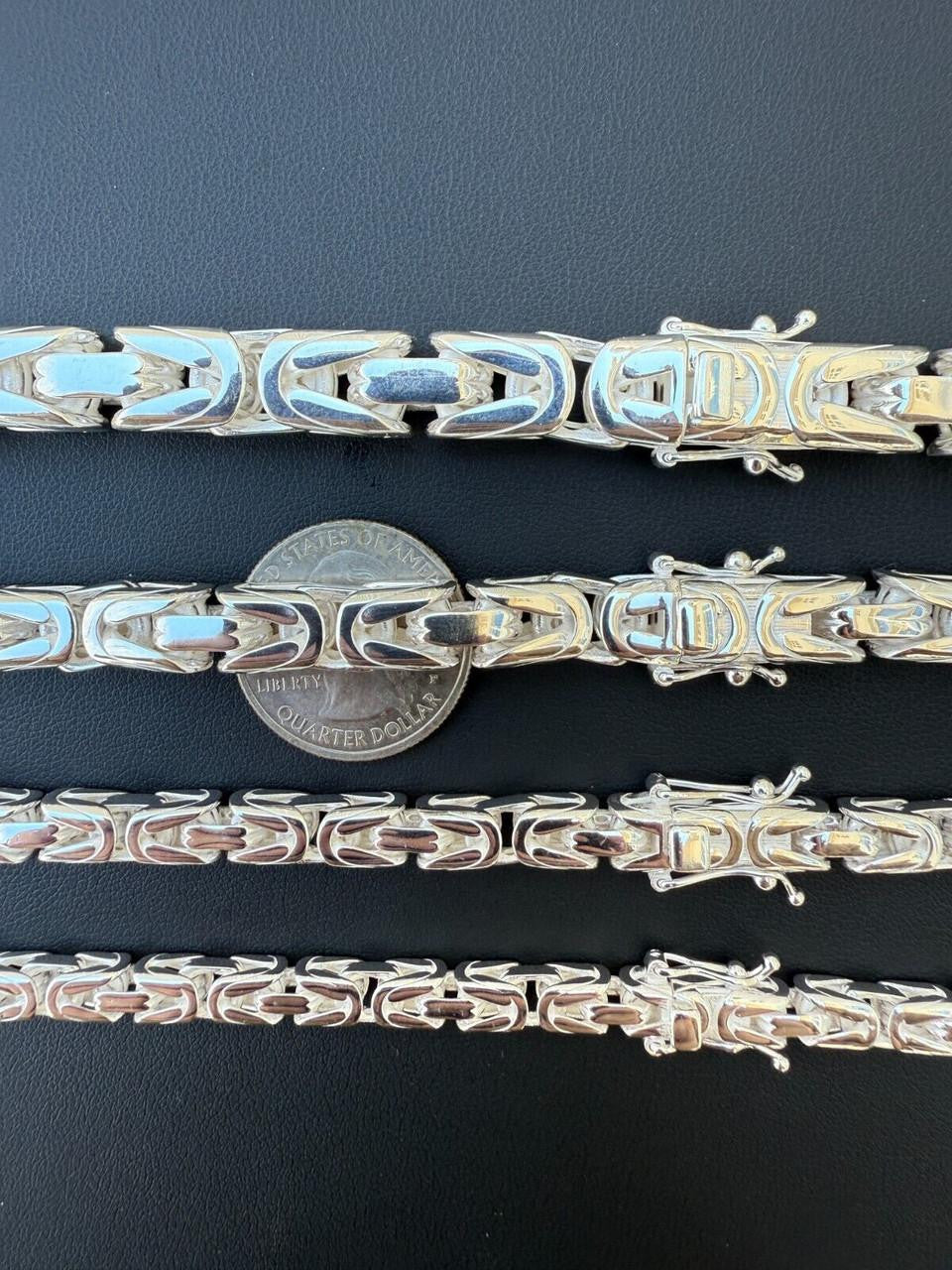 Modern Byzantine Link Chain Necklace W. Box Lock - 925 Sterling Silver - 18"-28" - 5mm-10mm