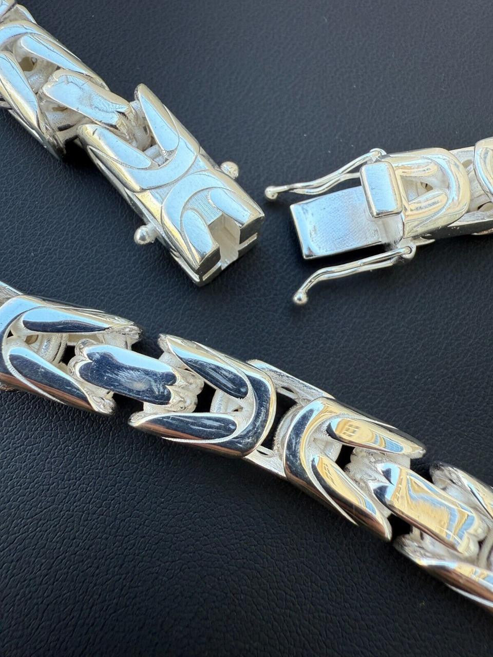 Modern Byzantine Link Chain Necklace W. Box Lock - 925 Sterling Silver - 18"-28" - 5mm-10mm