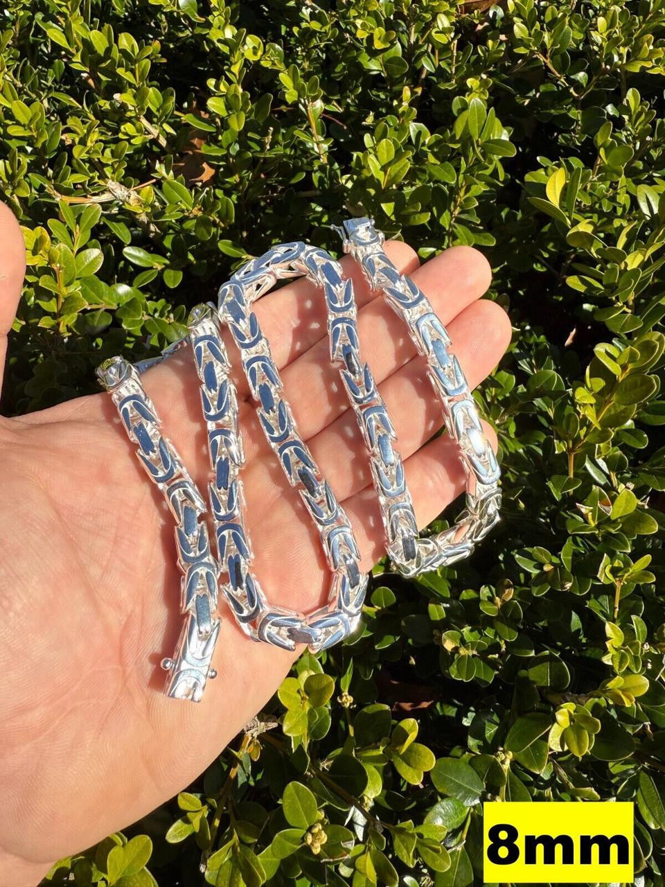 Modern Byzantine Link Chain Necklace W. Box Lock - 925 Sterling Silver - 18"-28" - 5mm-10mm