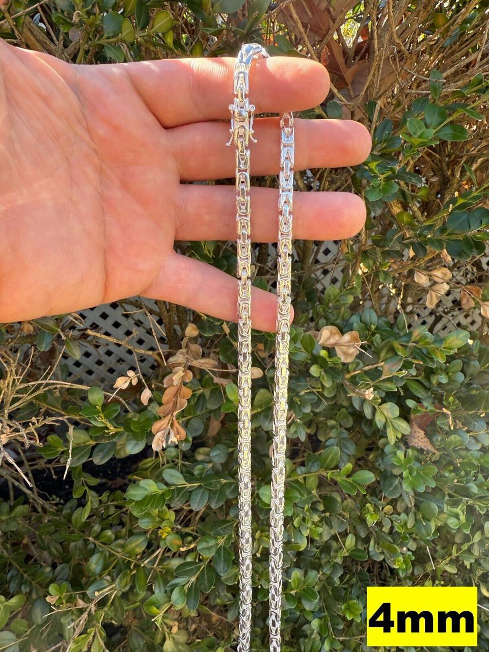 Modern Byzantine Link Chain Necklace W. Box Lock - 925 Sterling Silver - 18"-28" - 5mm-10mm