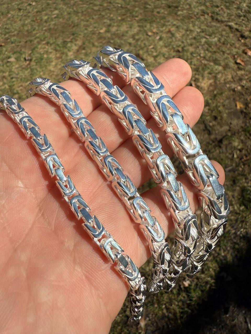 Modern Byzantine Link Chain Necklace W. Box Lock - 925 Sterling Silver - 18"-28" - 5mm-10mm