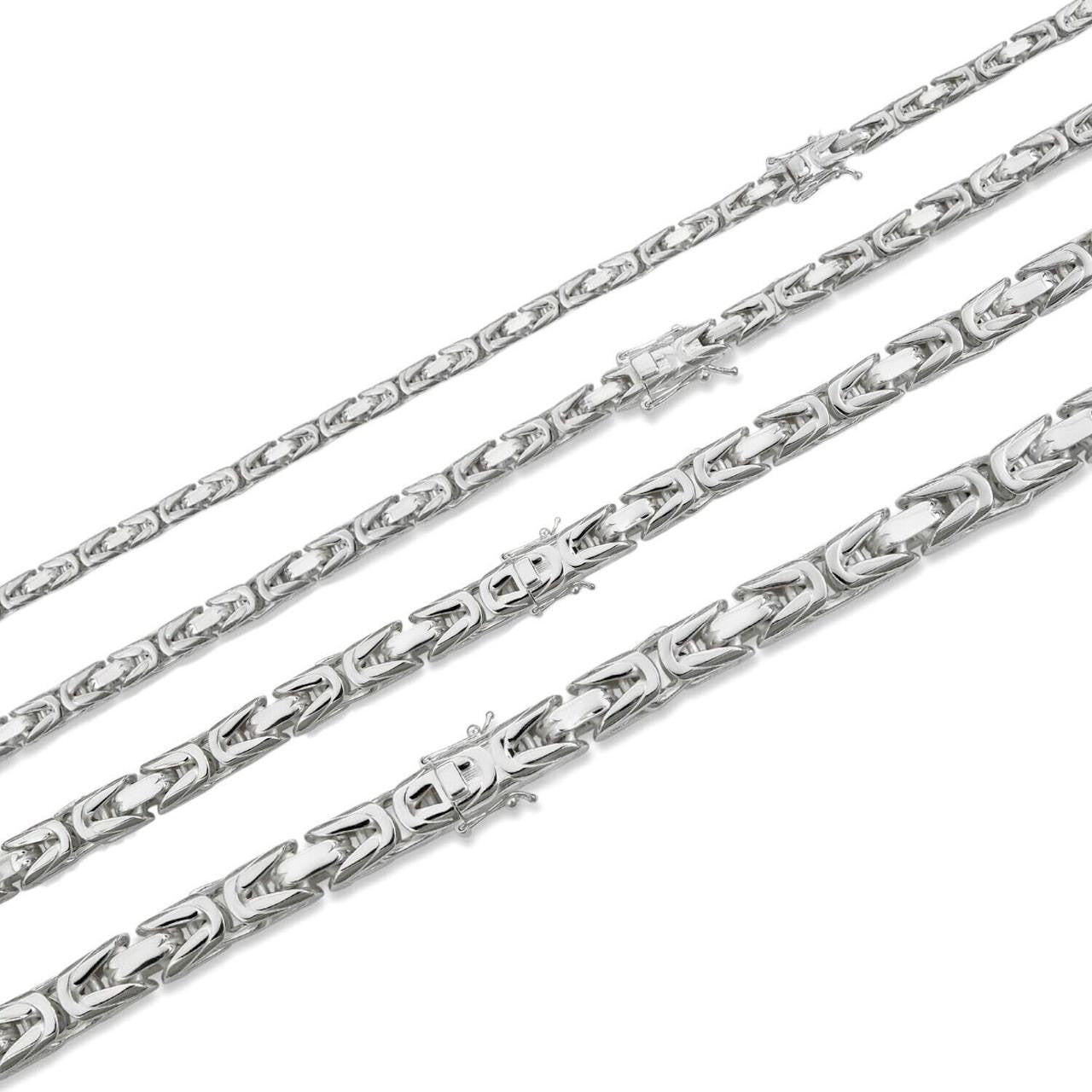 Modern Byzantine Link Chain Necklace W. Box Lock - 925 Sterling Silver - 18"-28" - 5mm-10mm