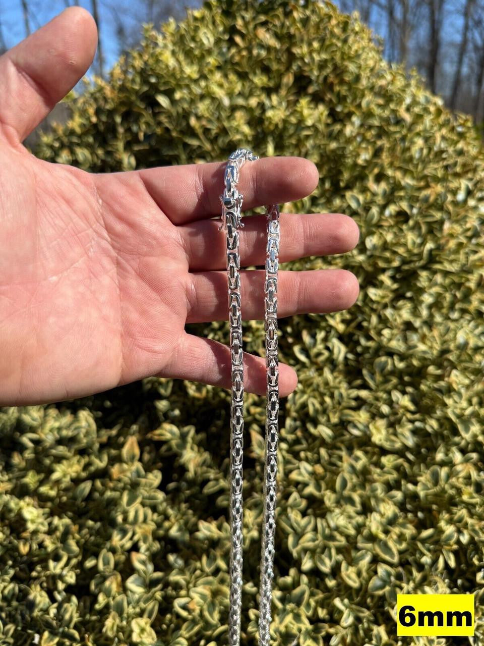 Modern Byzantine Link Chain Necklace W. Box Lock - 925 Sterling Silver - 18"-28" - 5mm-10mm