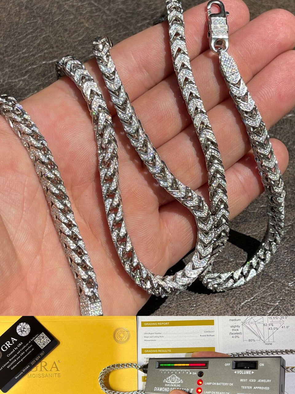 MOISSANITE Franco Chain Iced Out - 925 Silver - 6mm - 16-30"