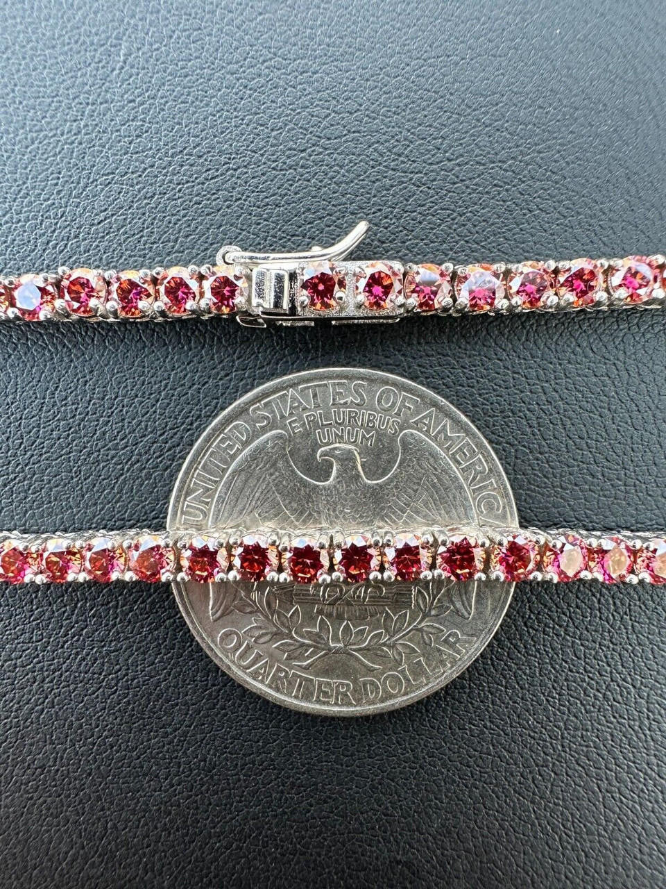 Pink MOISSANITE Tennis Chain Necklace Iced Out - 925 Silver - 3mm - 16"-28"