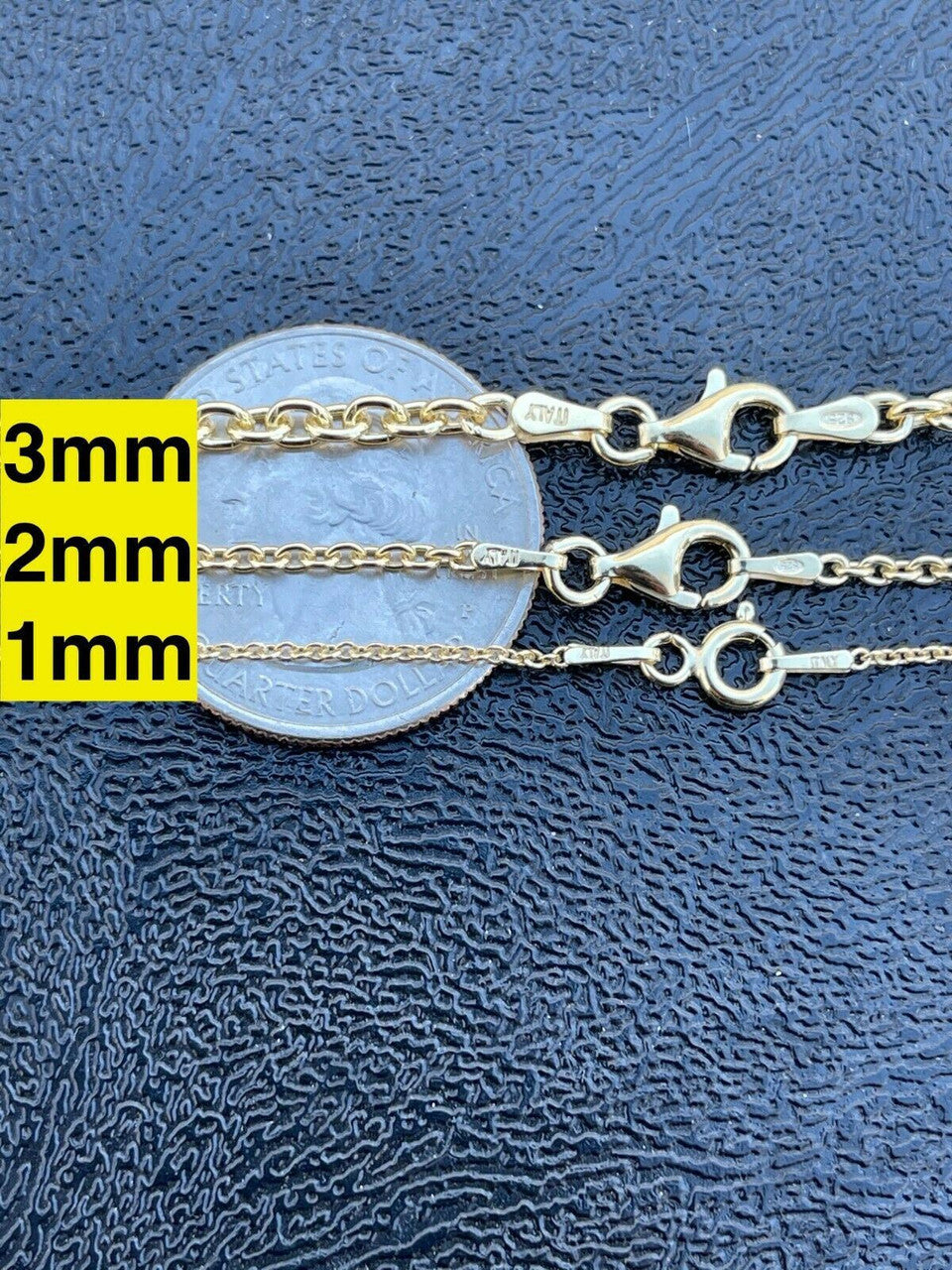Cable Chain Necklace - 14k Gold Vermeil 925 Sterling Silver - 14"-30" - 1mm-3mm