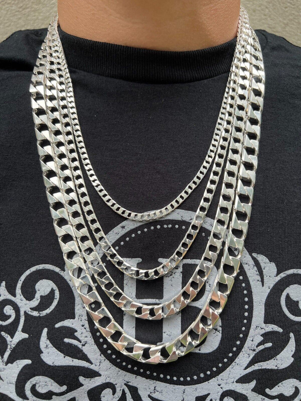 Modern Square Curb Link Chain Necklace Or Bracelet - 925 Sterling Silver - 7"-30" - 4mm-10mm