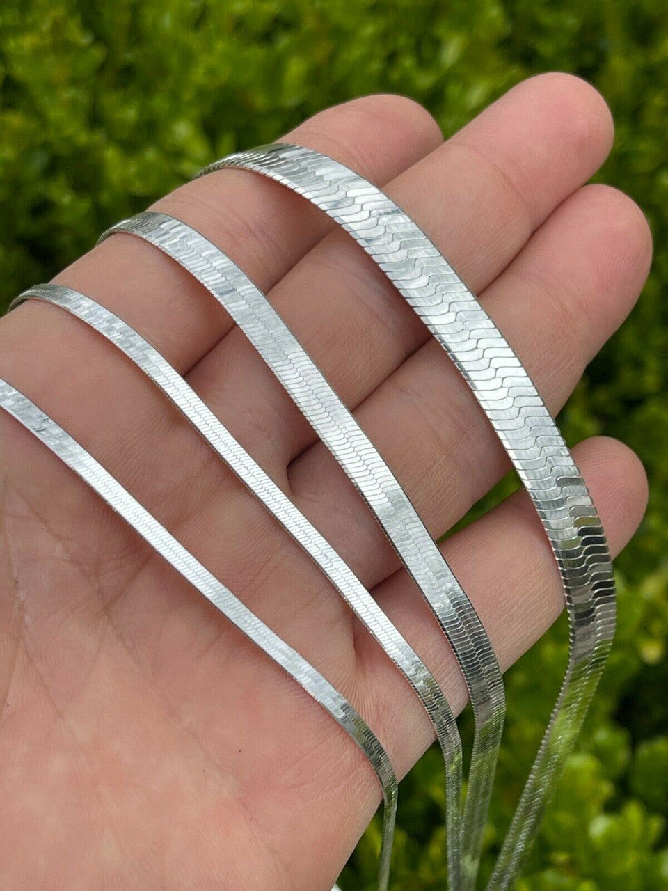 Herringbone Chain Necklace - 925 Sterling Silver - 14"-28" - 3mm-9mm