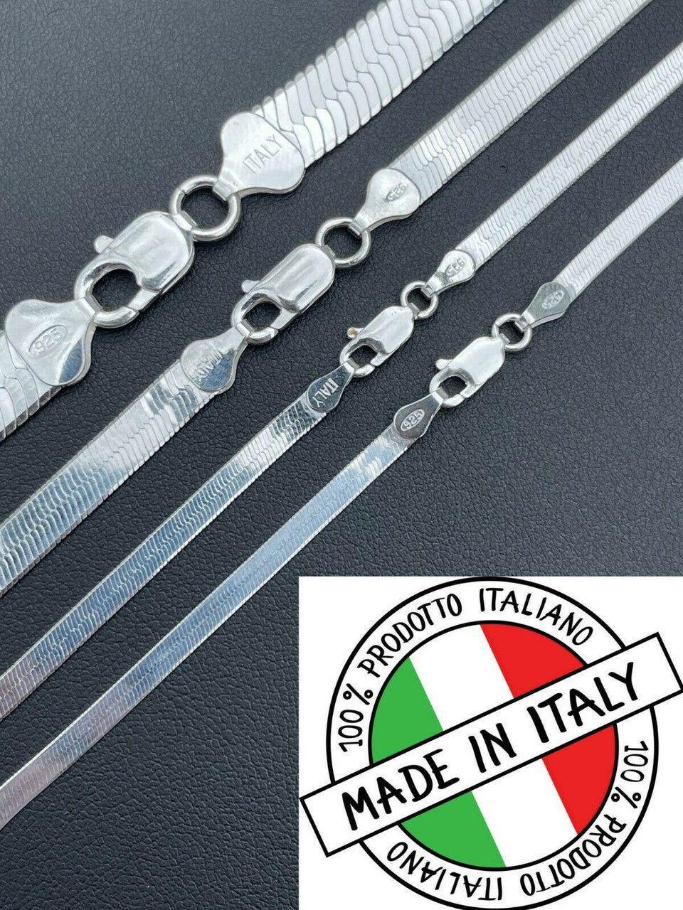 Herringbone Chain Necklace - 925 Sterling Silver - 14"-28" - 3mm-9mm