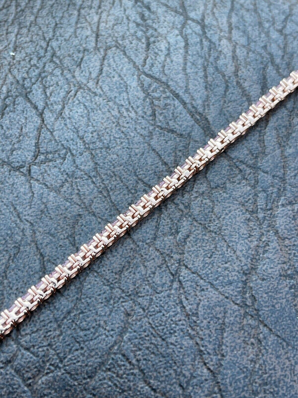 Tennis Chain Necklace Iced Out Pink CZ Stones - 14k Rose Gold Vermeil 925 Silver - 3mm - 16"-28"