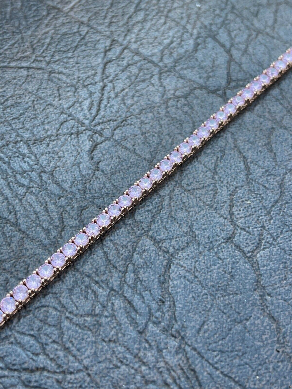 Tennis Chain Necklace Iced Out Pink CZ Stones - 14k Rose Gold Vermeil 925 Silver - 3mm - 16"-28"