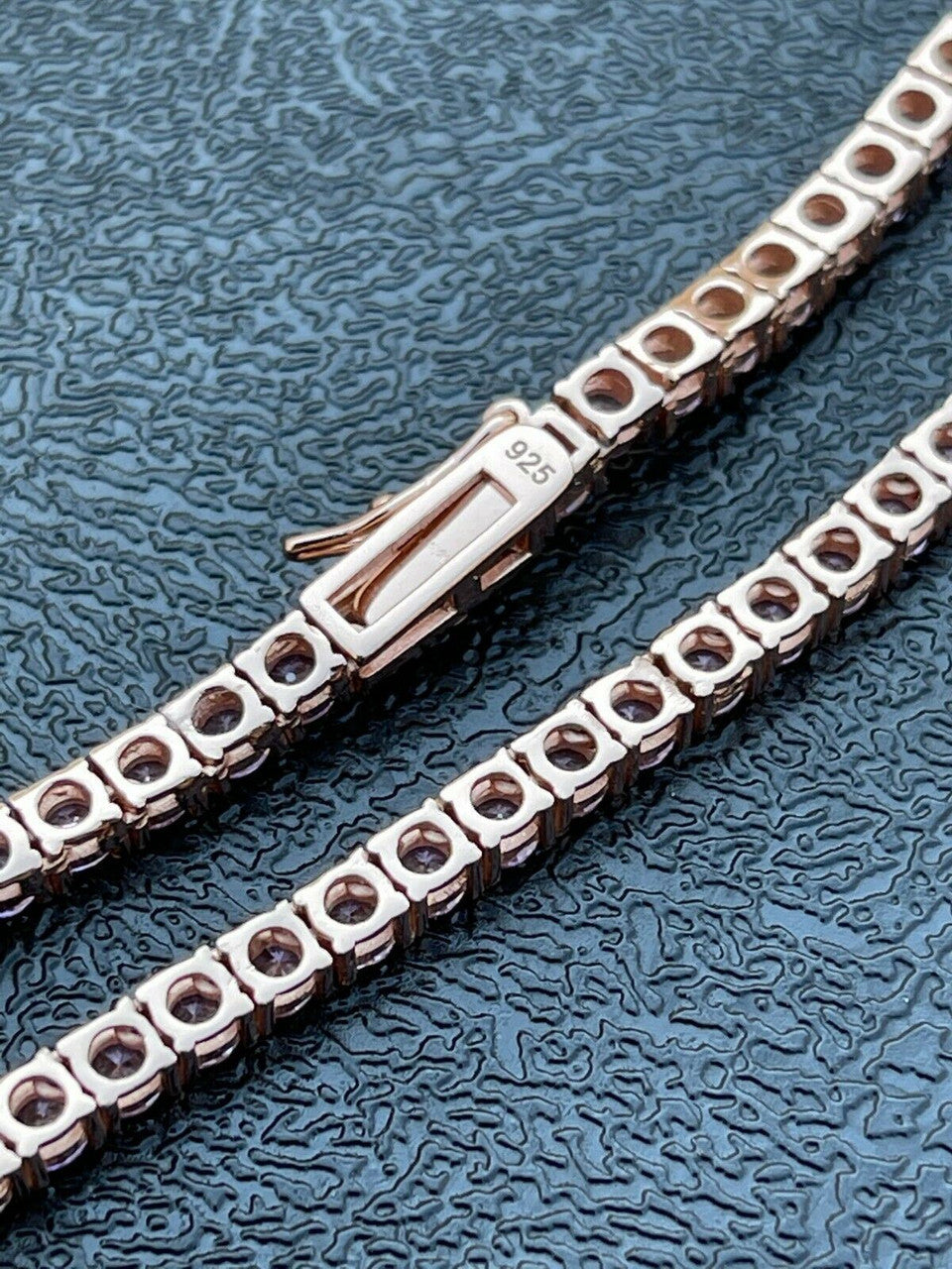 Tennis Chain Necklace Iced Out Pink CZ Stones - 14k Rose Gold Vermeil 925 Silver - 3mm - 16"-28"