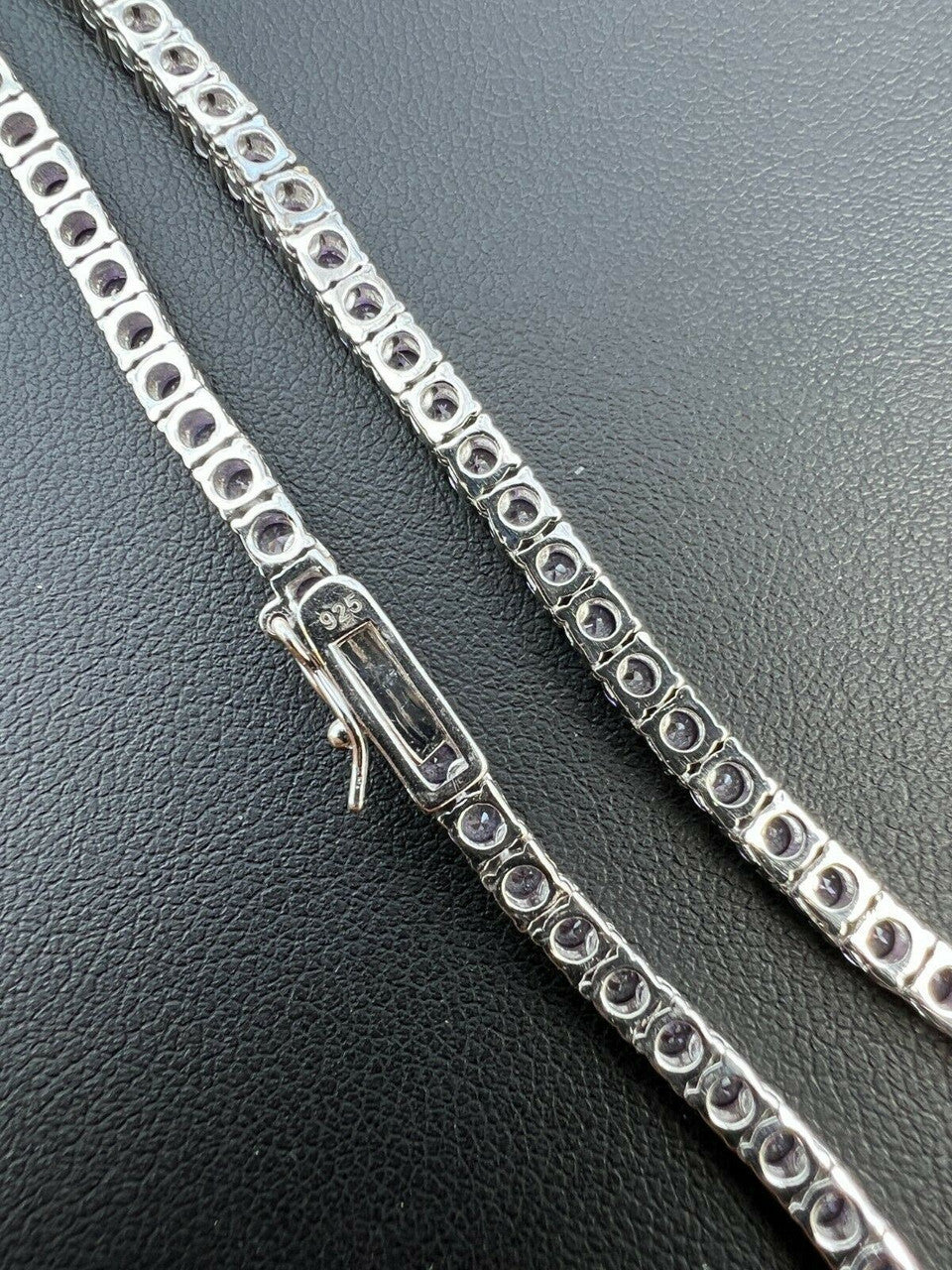 Tennis Chain Necklace Iced Out Purple CZ Stones - 925 Silver - 3mm - 16"-28"